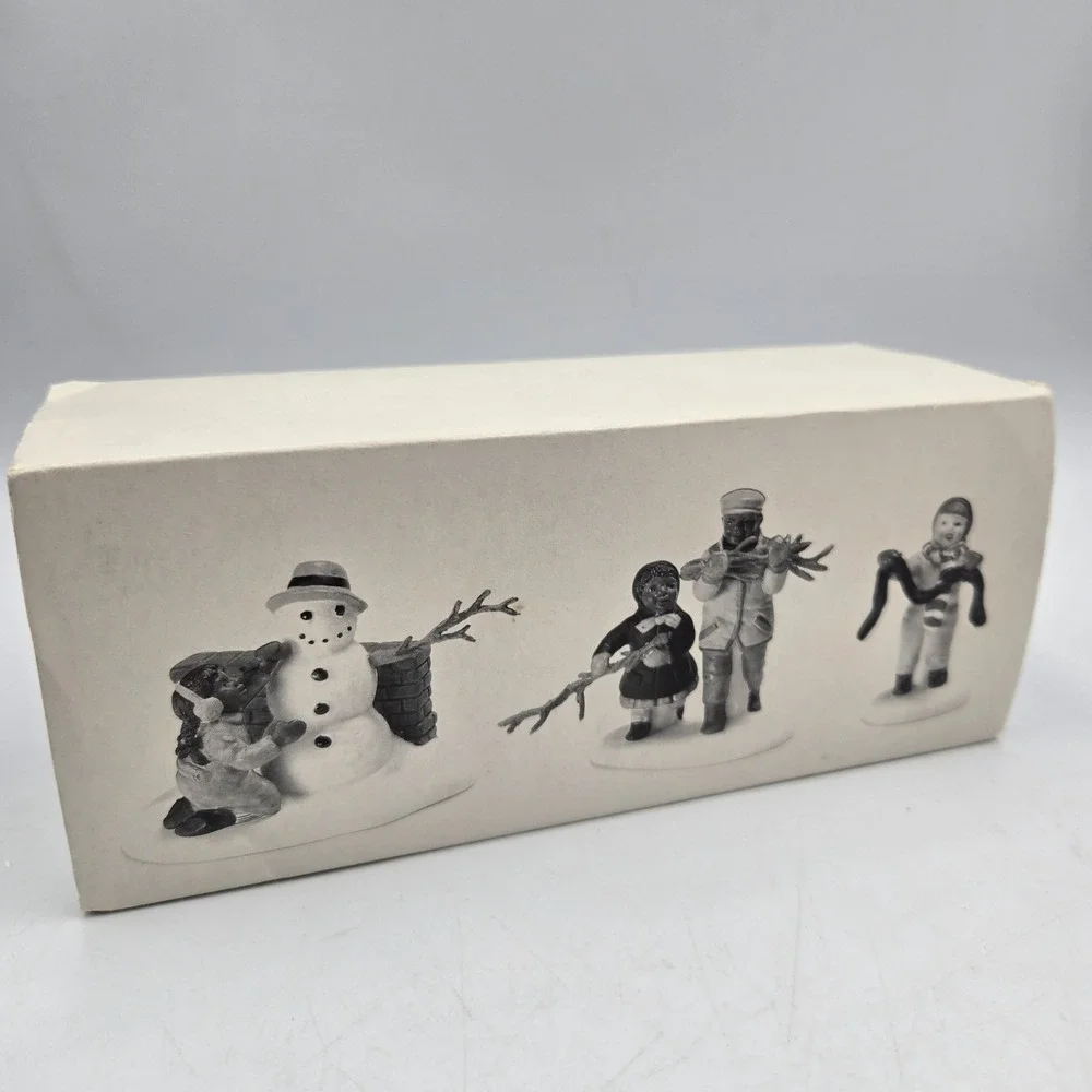 Dept 56 Playing In The Snow Heritage Village Porcelain Set 3pc 5556-5 Snowman